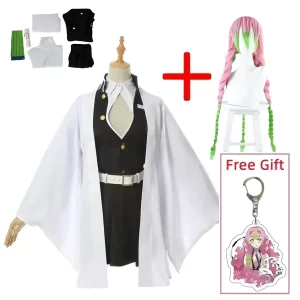 2025 Halloween Anime Oke Roji Mitsuri Cosplay Kimetsu No Yaiba Kostuum Kimono Uniforme Roji Mitsuri Pruik Halloween Kleding