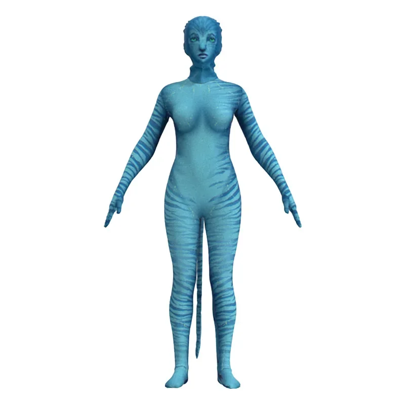 2025 Halloween Costume de Cosplay Avatar du film Jake Sully Neytiri, combinaison de fête Zentai en Polyester, queue d'halloween