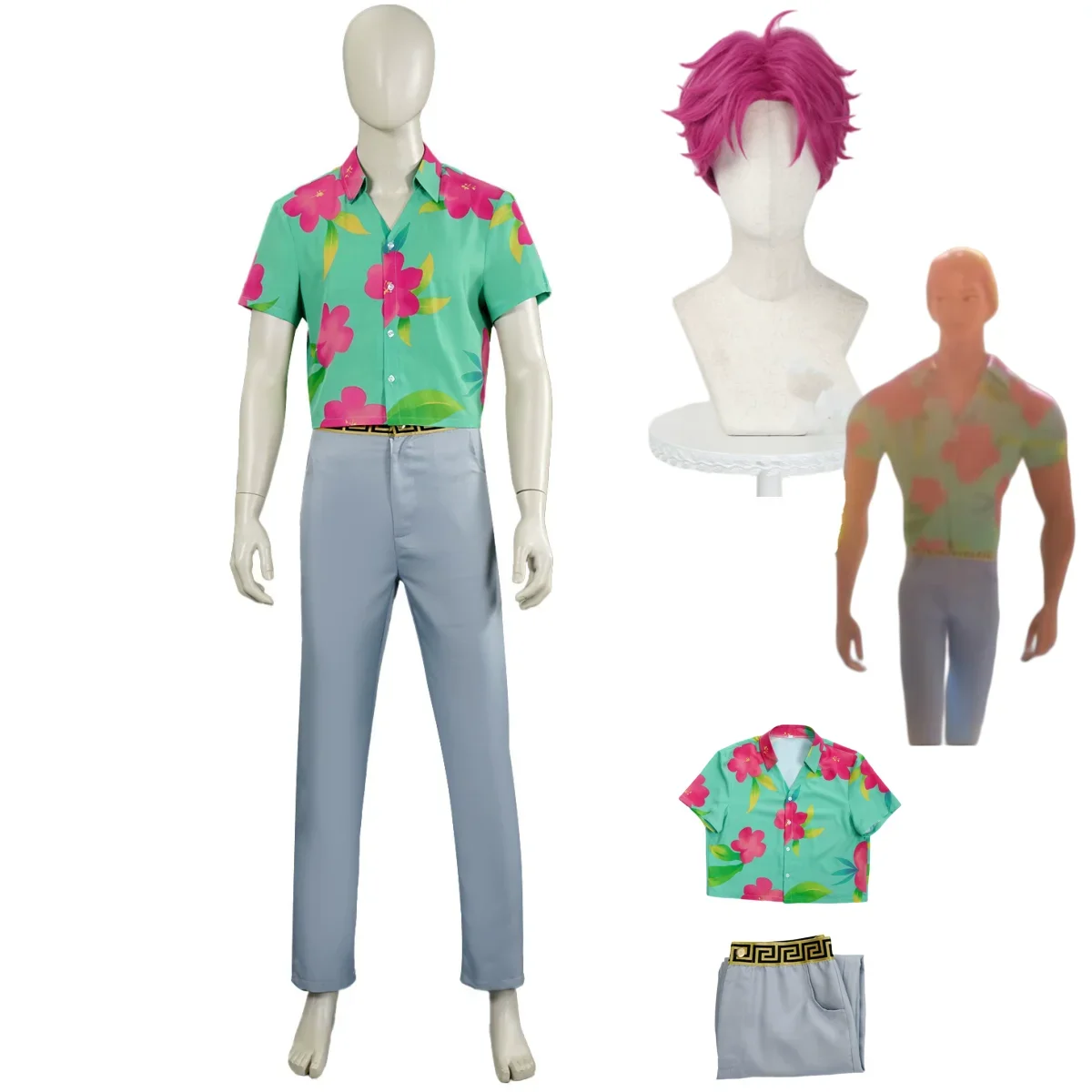 Anime Movie Saja Boys Abby Cosplay Costume Boys Soda Pop Group Green Printing Shirt Top Outfit Concert Wig Man Carnival Suit