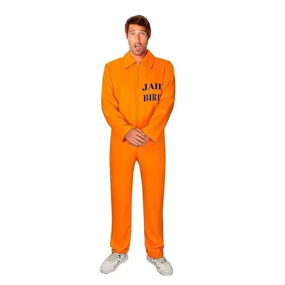 2025 Halloween American Prisoner Cosplay Costume Man Jumpsuit Woman Tops Pants Adult Orange Prison Uniform Cosplay Halloween - Image 6