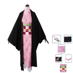 2025 Halloween Anime Cosplay Kostuum Kimetsu No Yaiba Kamado Nezuko Roze Nep Nagel Kunstnagels Halloween Karakter Prop