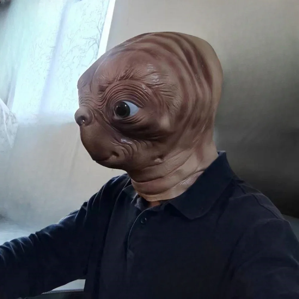 Réaliste ET Alien Latex Masque Halloween Carnaval Fête Film E.T. le cosplay extra-terrestre effrayant E.T. Masque tête complète - Image 2