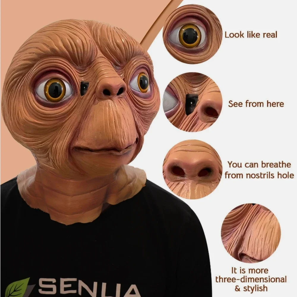 Réaliste ET Alien Latex Masque Halloween Carnaval Fête Film E.T. le cosplay extra-terrestre effrayant E.T. Masque tête complète
