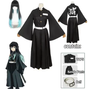 2025 Halloween Anime Kimetsu No Yaiba Tokitou Muichirou Cosplay Kostuums Kisatsutai Uniform Pruik Halloween Kostuum