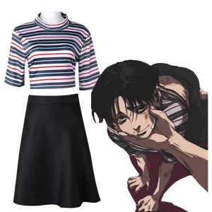 2025 Halloween Costume de Cosplay Manga Killing Stalking Yoon Bum, perruque courte noire et brune, ensemble t-shirt et jupe
